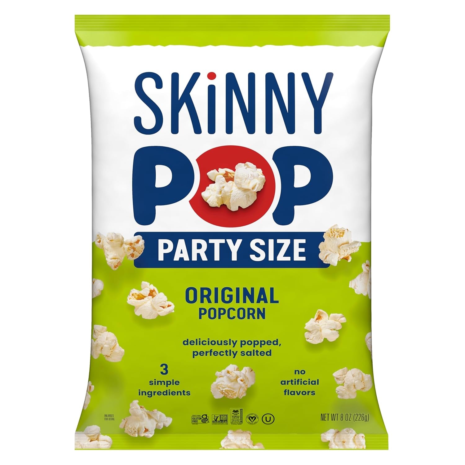 Skinnypop Popcorn, Original, Whole Grain, Dairy-Free Snack, 8Oz Family Size Bags (6Ct) - Big Mart USA
