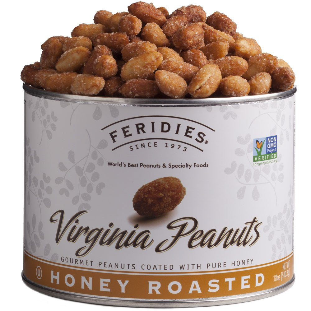 FERIDIES Extra Large Gourmet Virginia Salted Peanuts, Cooked in Pure Peanut Oil, No Preservatives, Non-Gmo, Kosher Certified - 36 Oz Tin - Big Mart USA