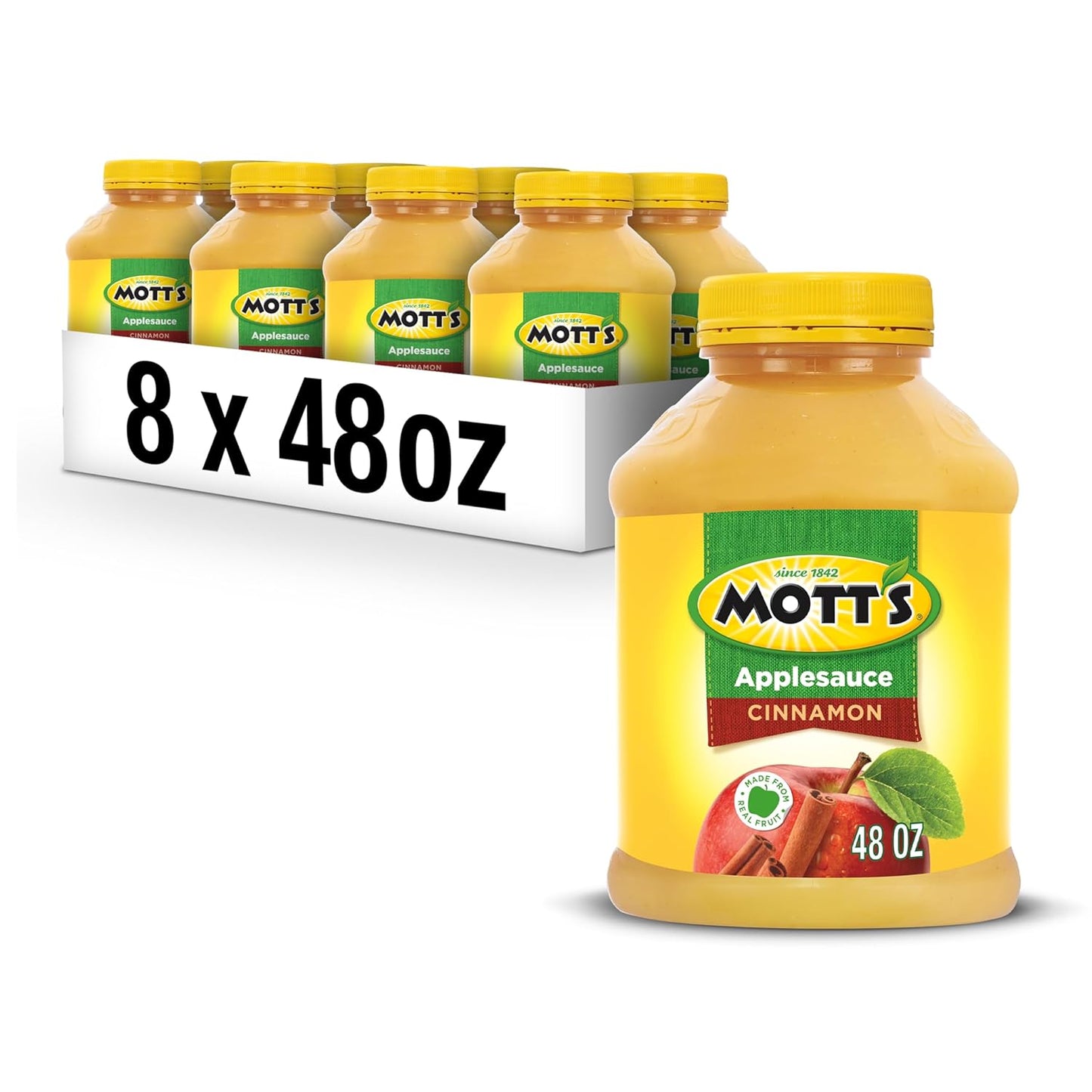 Mott'S Applesauce, 48 Oz Jar (Pack of 8), No Artificial Flavors, Good Source of Vitamin C, Nutritious Option for the Whole Family