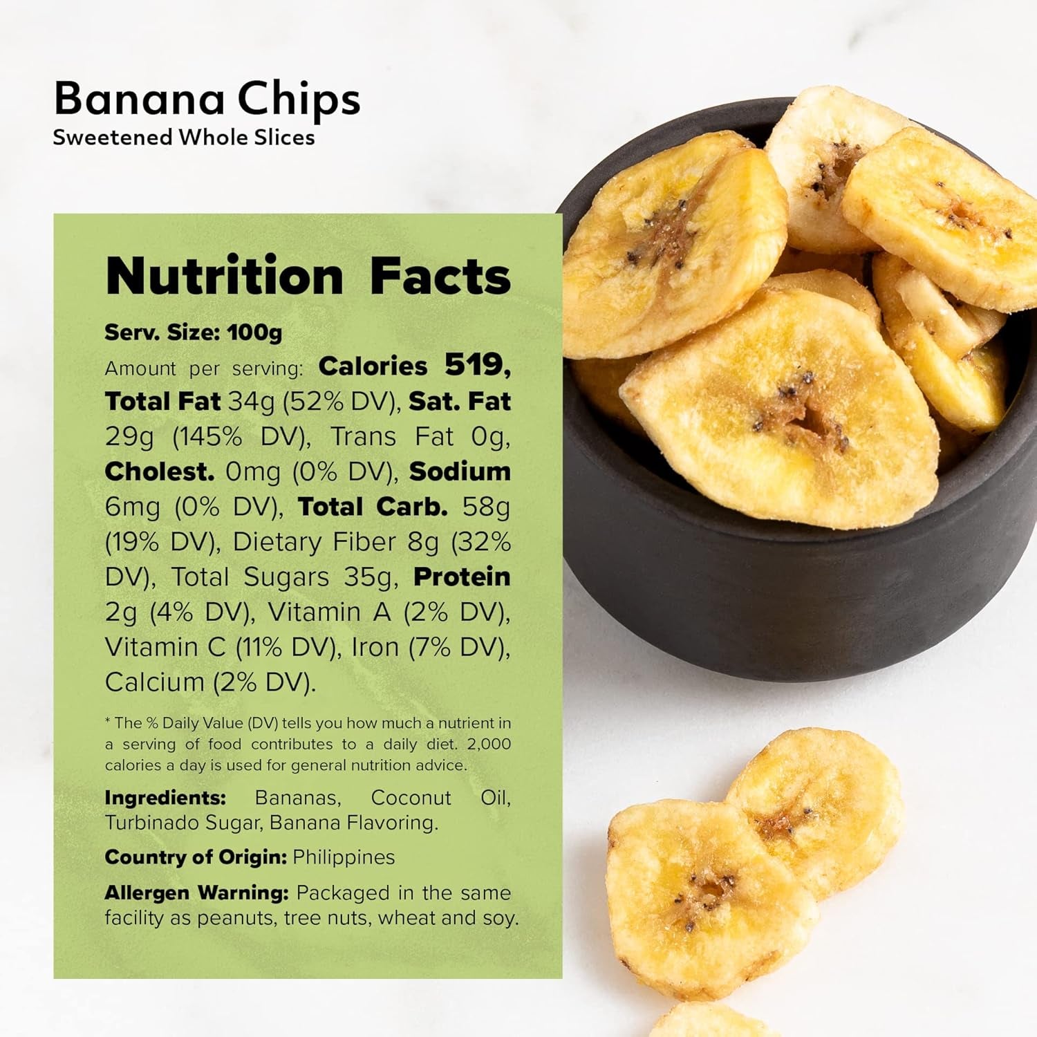 NUTS U.S. - Banana Chips | Dried and Sweetened | All Natural | Vegetarian | Non GMO and Gluten Free | Packed in a Resealable Bag (2 LBS) - Big Mart USA