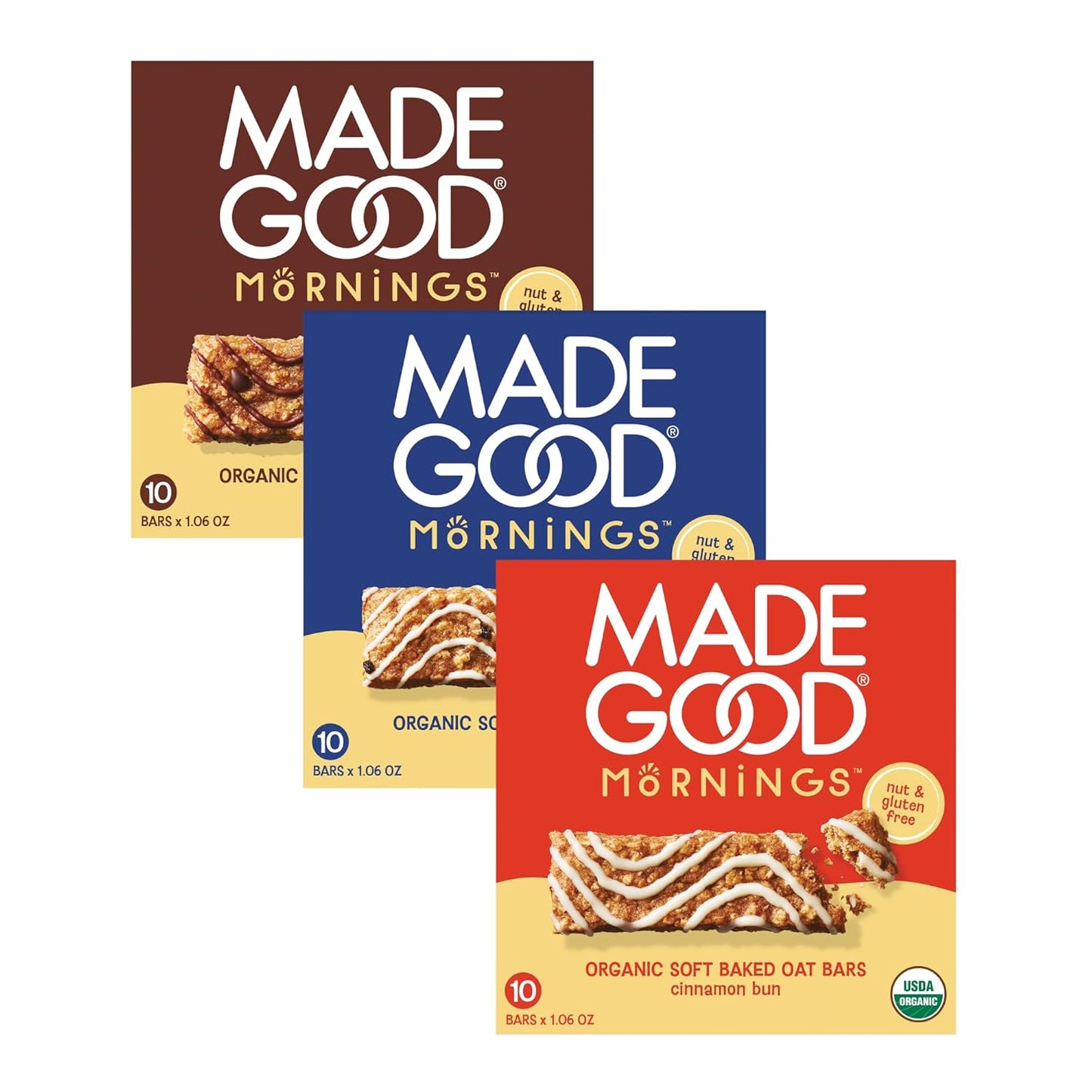 Madegood Mornings Soft Baked Breakfast Bars, Cinnamon Bun 1.06 Oz (30 Count) Gluten Free Snacks - Big Mart USA