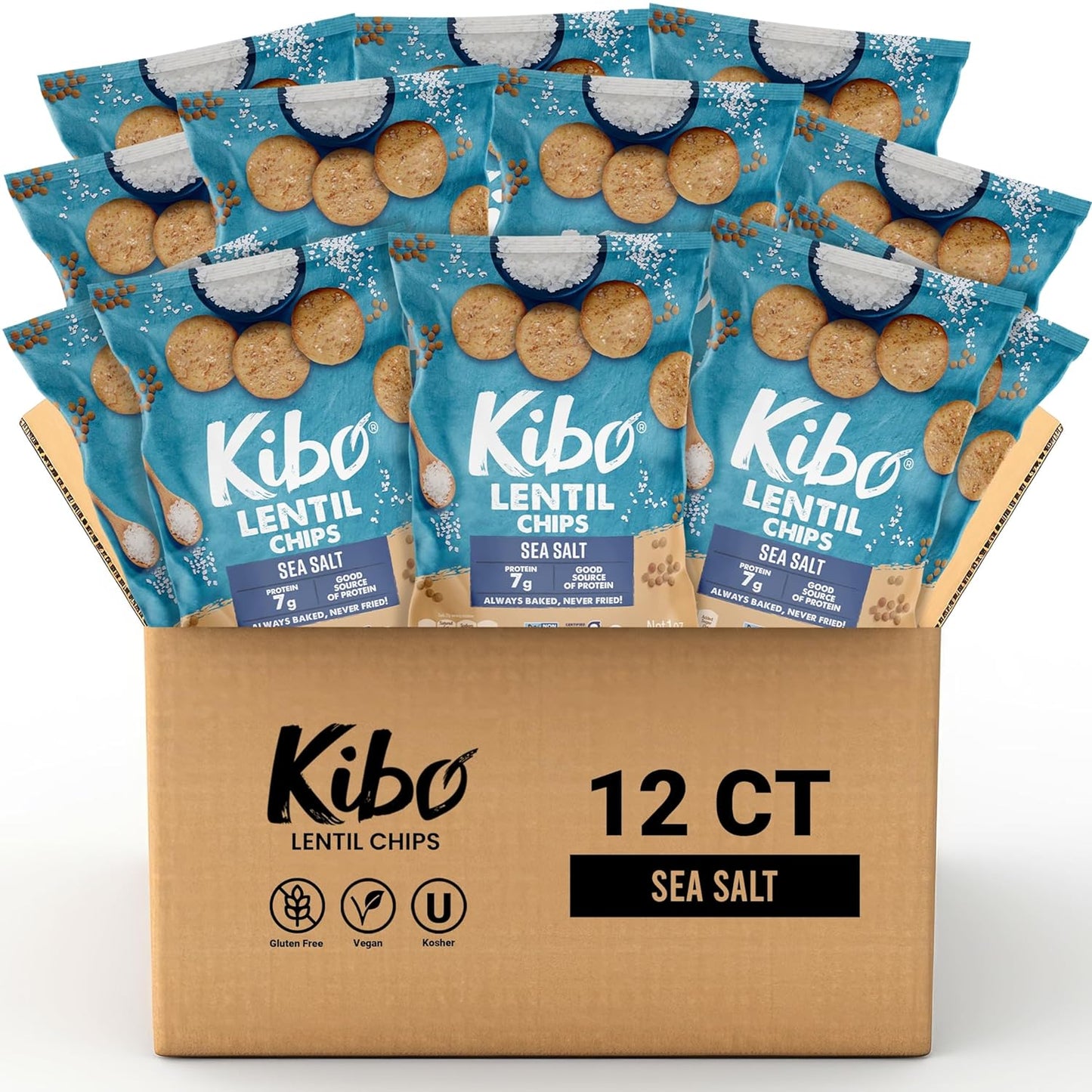 Kibo Lentil Chips Variety Pack - Gluten-Free, Vegan, Non-Gmo, Plant-Based - Maui Onion, Sea Salt, Spicy Ranch, Made with Real Veggies - 28G, 12 Pack - Big Mart USA
