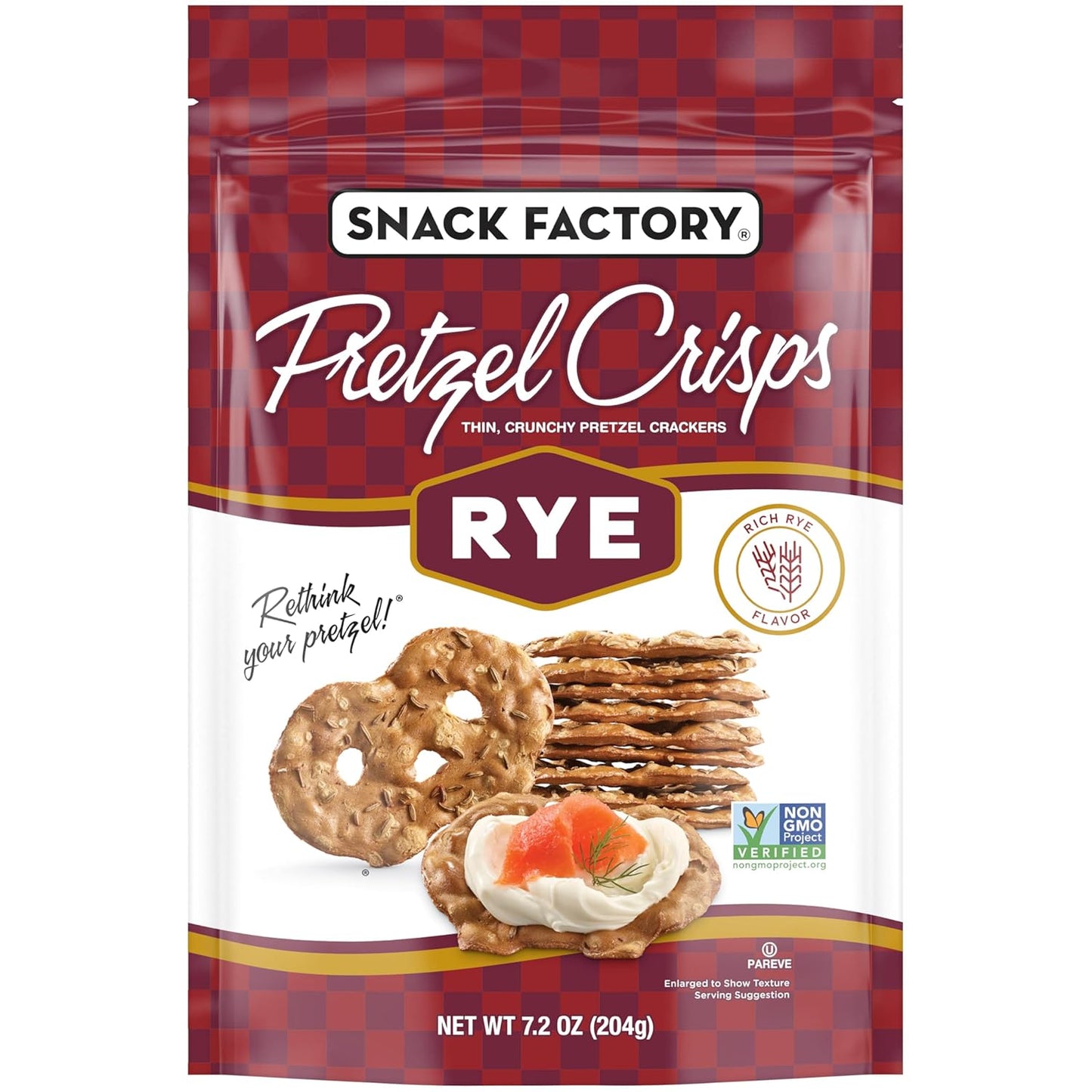 Snack Factory Buffalo Wing Pretzel Crisps, Non-Gmo, 7.2 OZ Resealable Bag
