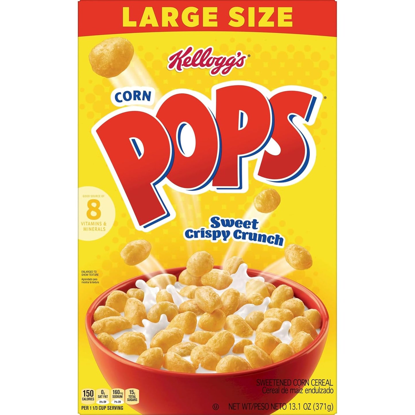 Kellogg'S Corn Pops Cold Breakfast Cereal, 8 Vitamins and Minerals, Kids Snacks, Large Size, Original, 8.1Lb Case (10 Boxes)