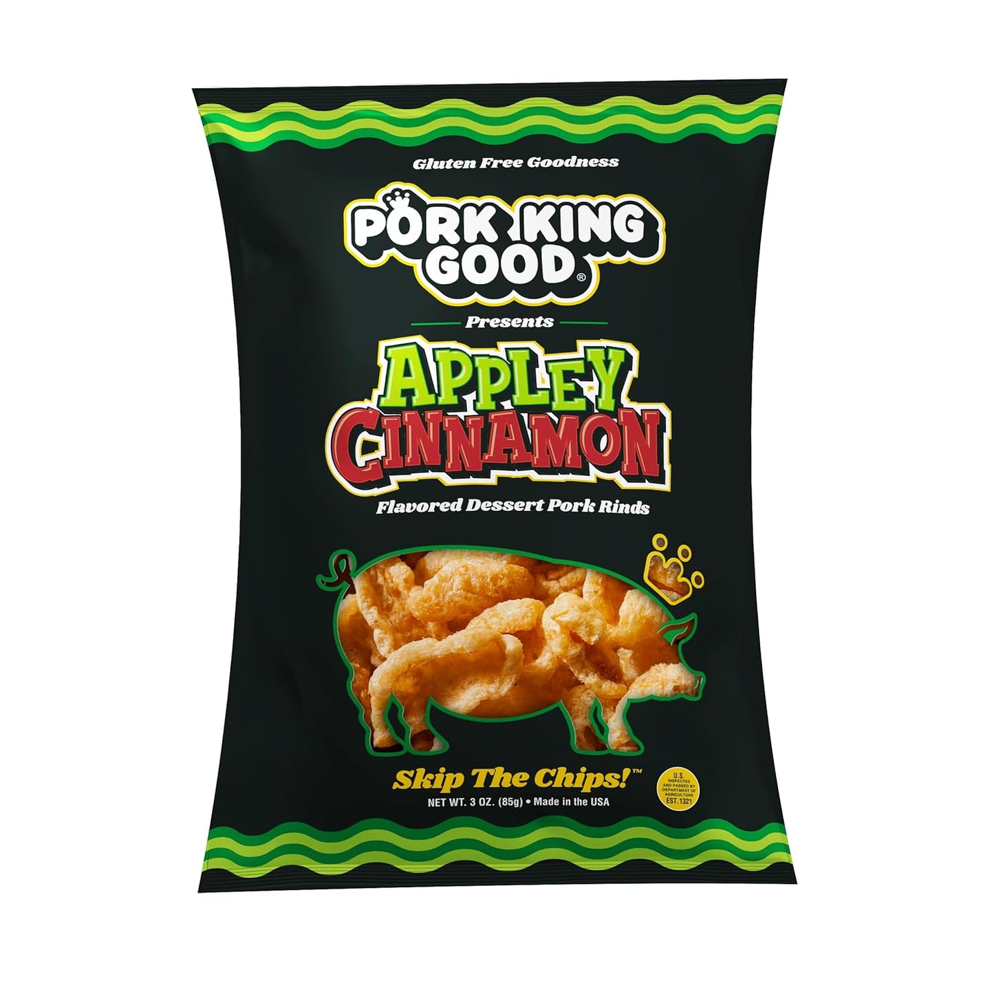 Pork King Good 4 Bag Variety Pack of Sweet & Salty Dessert Flavored Pork Rinds - 3 Oz (Variety 4 Pack) Gluten Free Snacks
