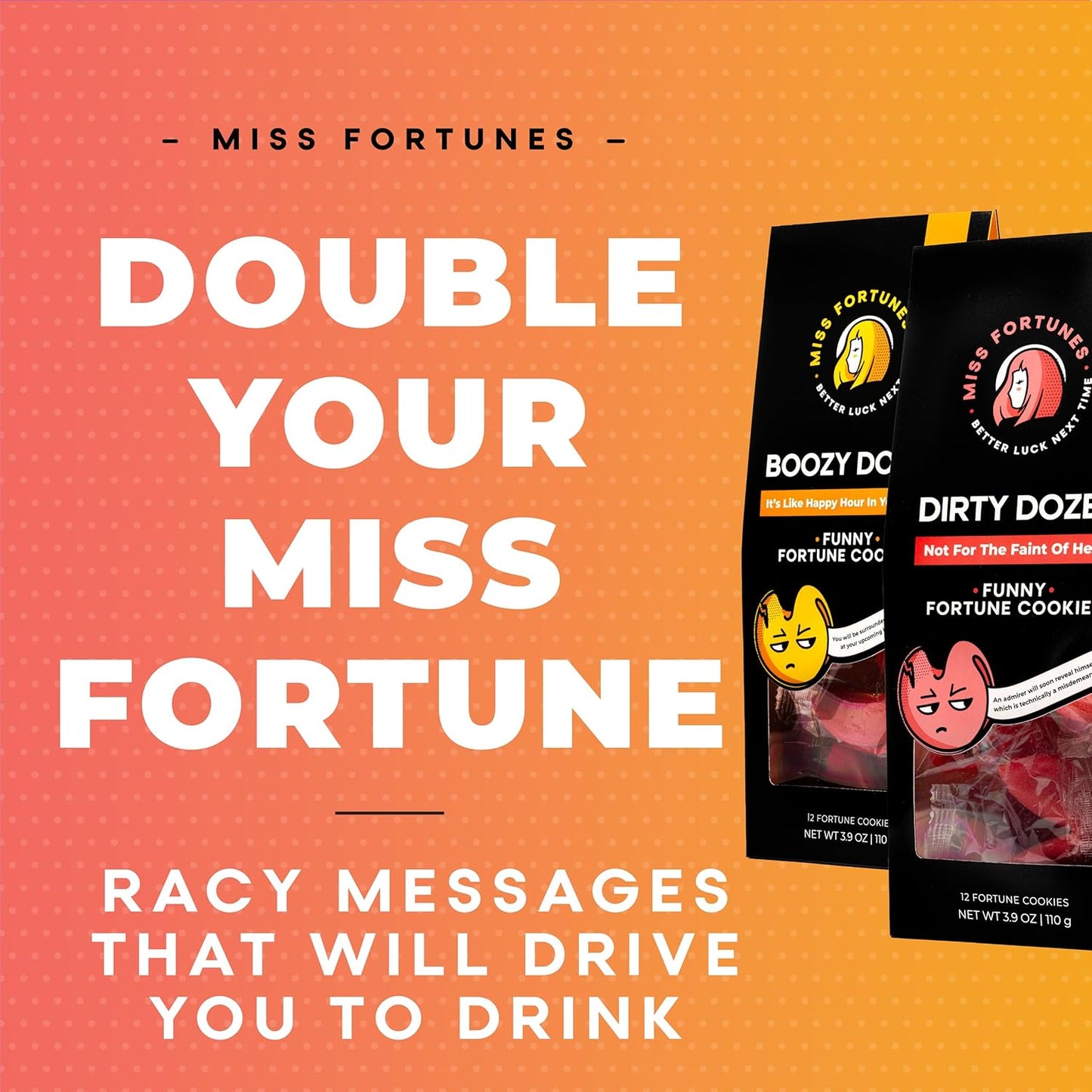 Miss Fortunes, Funny Fortune Cookies, the Two-Pack Shakur (Multi-Pack of 2 Dozen Cookies) (Dirty Dozen + Boozy Dozen), 24.0 Count - Big Mart USA