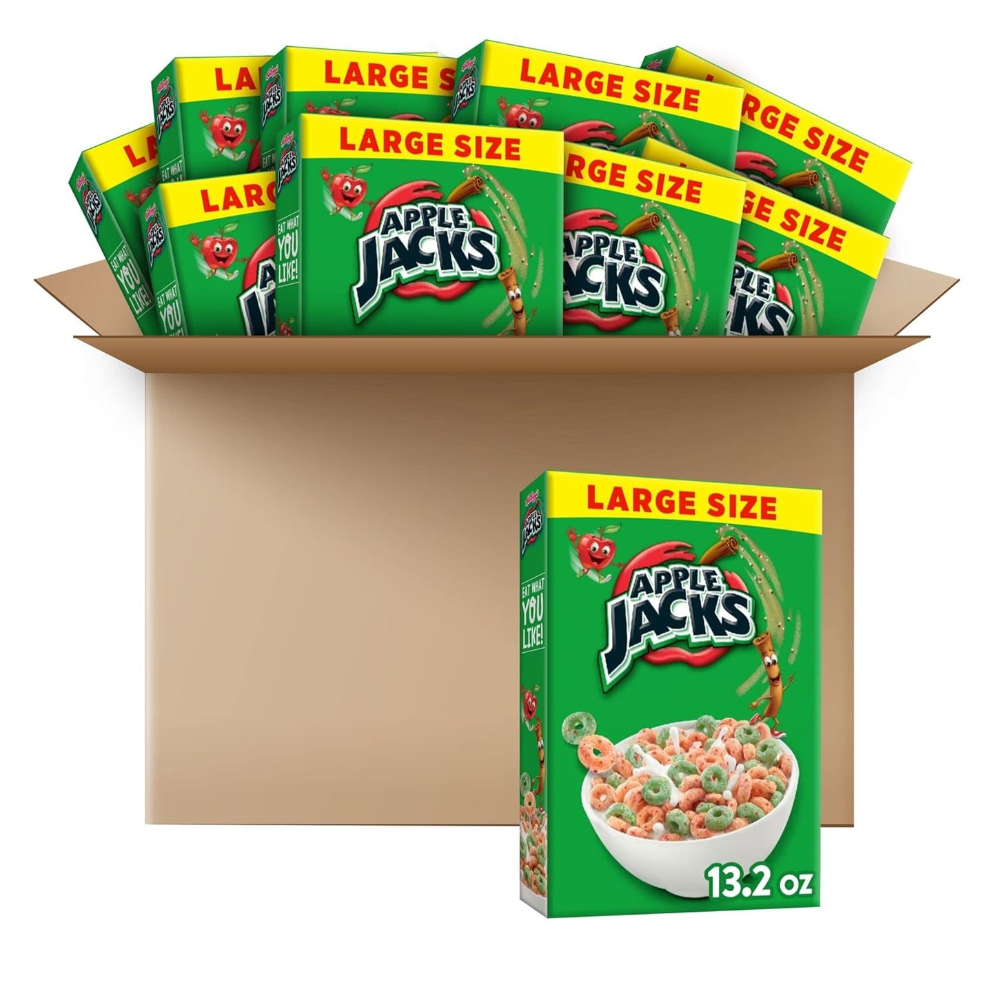 Kellogg’S Apple Jacks Cold Breakfast Cereal Cups, 8 Vitamins and Minerals, Kids Snacks, Original (12 Cups)