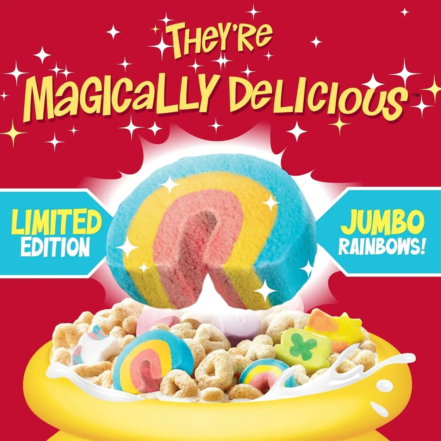 Indulge in Lucky Charms Gluten-Free Cereal with Limited Edition Jumbo Rainbows - A Wholesome Breakfast Delight for Kids, 10.5 Oz - Big Mart USA