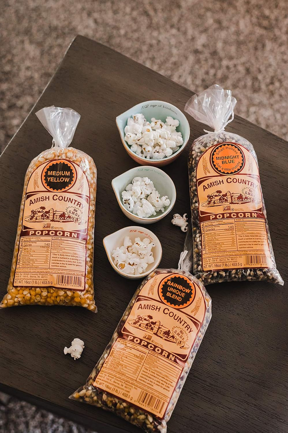 Amish Country Popcorn | 3-1 Lb Bags | Variety Set | Midnight Blue, Rainbow, & Medium Yellow Popcorn Kernels | Old Fashioned, Non-Gmo and Gluten Free (3-1 Lb Bags) - Big Mart USA
