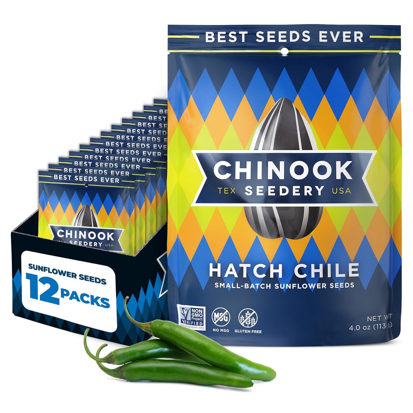 Chinook Seedery Roasted Jumbo Sunflower Seeds - Keto Snacks, Gluten-Free, Non-Gmo, 8 Flavor Variety Pack 4 Oz (12-Pack) - Big Mart USA