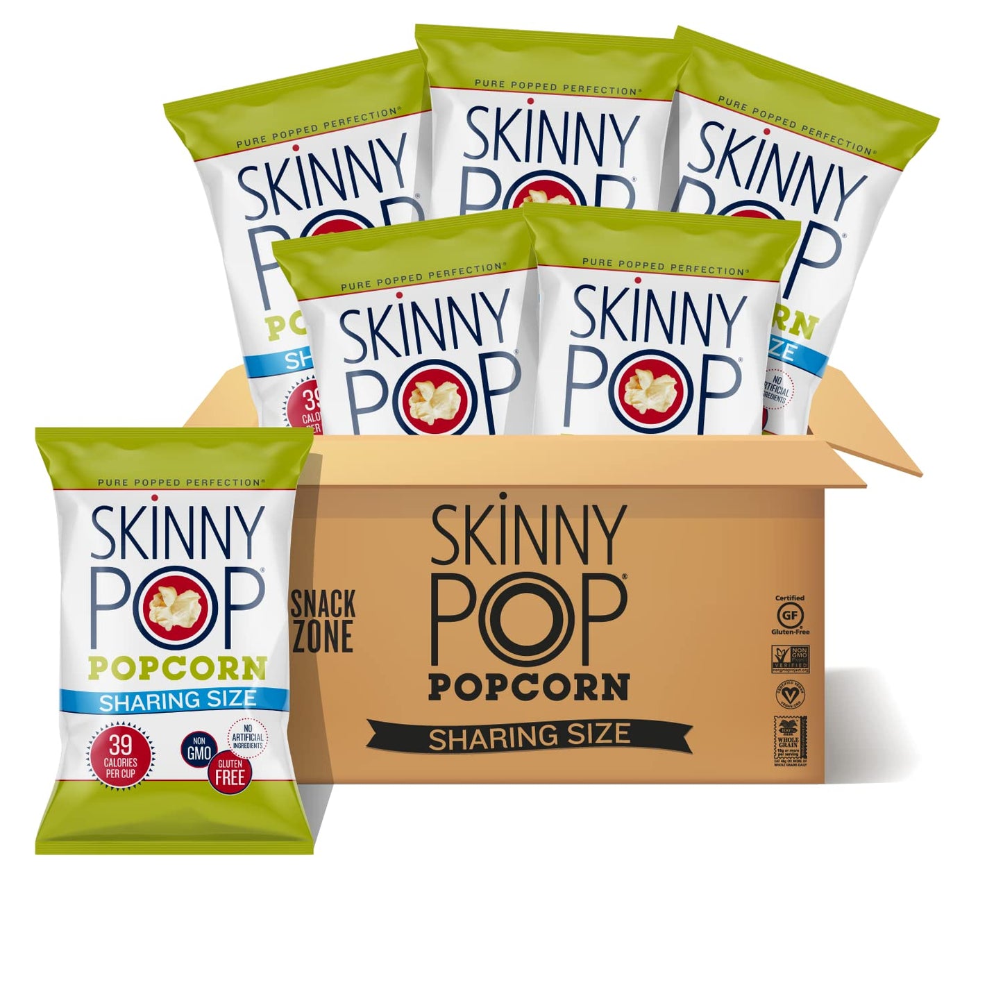 Skinnypop Popcorn, Original, Whole Grain, Dairy-Free Snack, 8Oz Family Size Bags (6Ct) - Big Mart USA