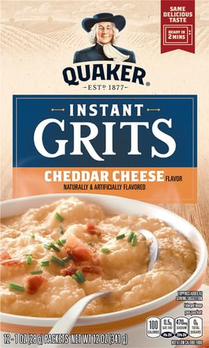 Quaker Instant Grits with Cheddar Cheese, 12 Count - Big Mart USA
