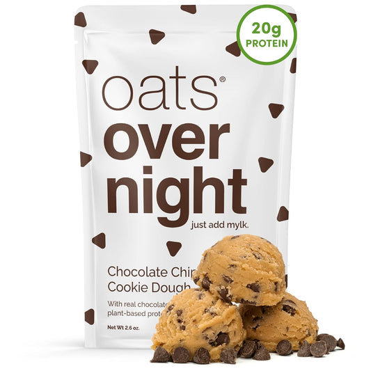 Oats Overnight - Chocolate Chip Cookie Dough - Vegan, 20G Protein, High Fiber Breakfast Shake - Gluten Free, Non GMO Oatmeal (2.6 Oz per Meal) (8 Pack) - Big Mart USA