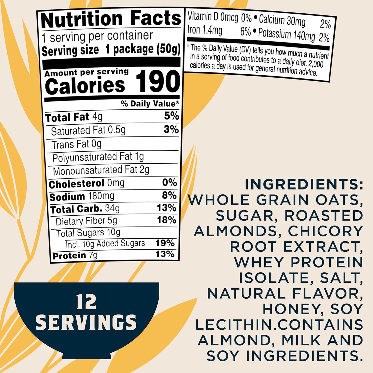 Quaker Instant Oatmeal Express Cups, Honey & Almonds, 1.76 Ounce (Pack of 12) - Big Mart USA