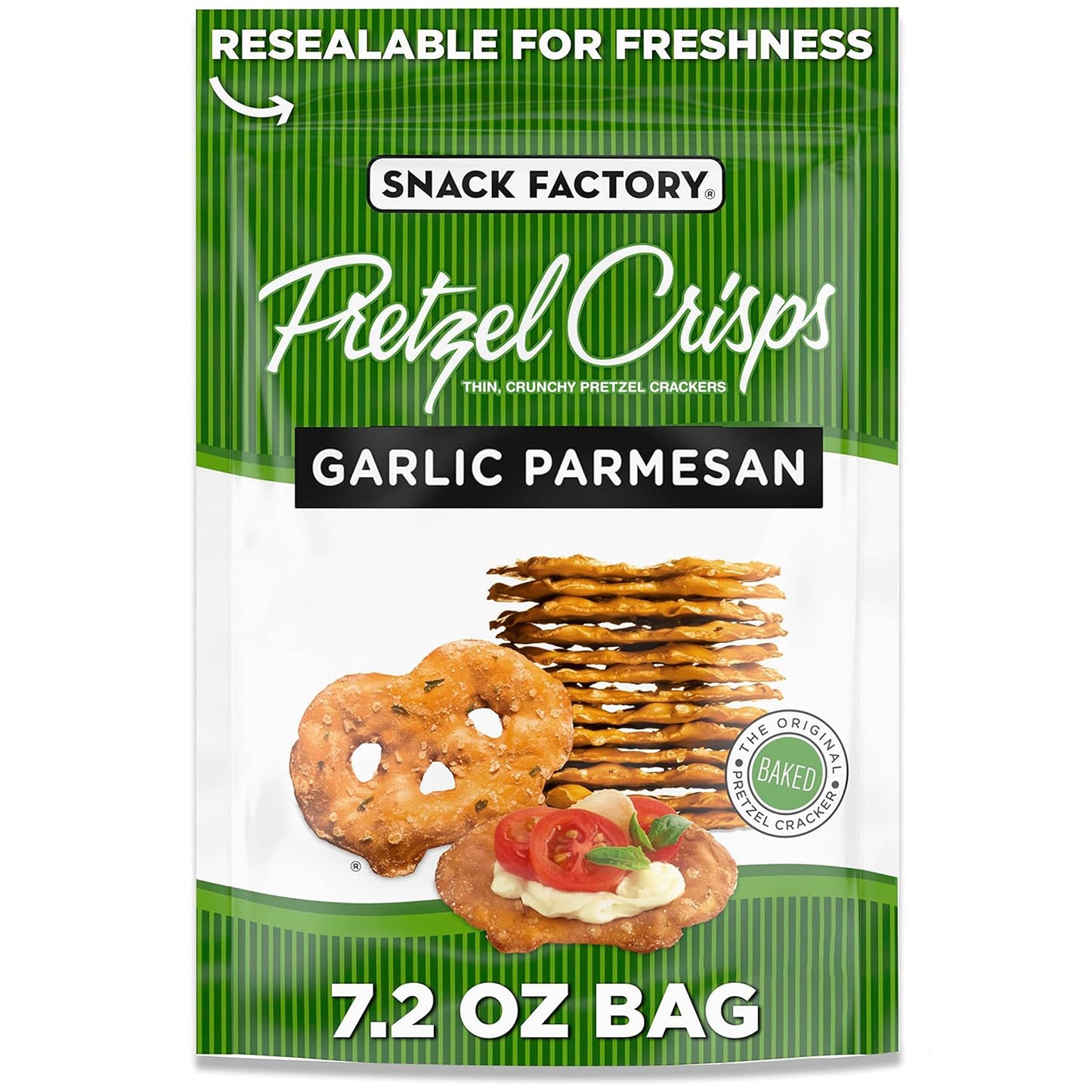 Snack Factory Buffalo Wing Pretzel Crisps, Non-Gmo, 7.2 OZ Resealable Bag