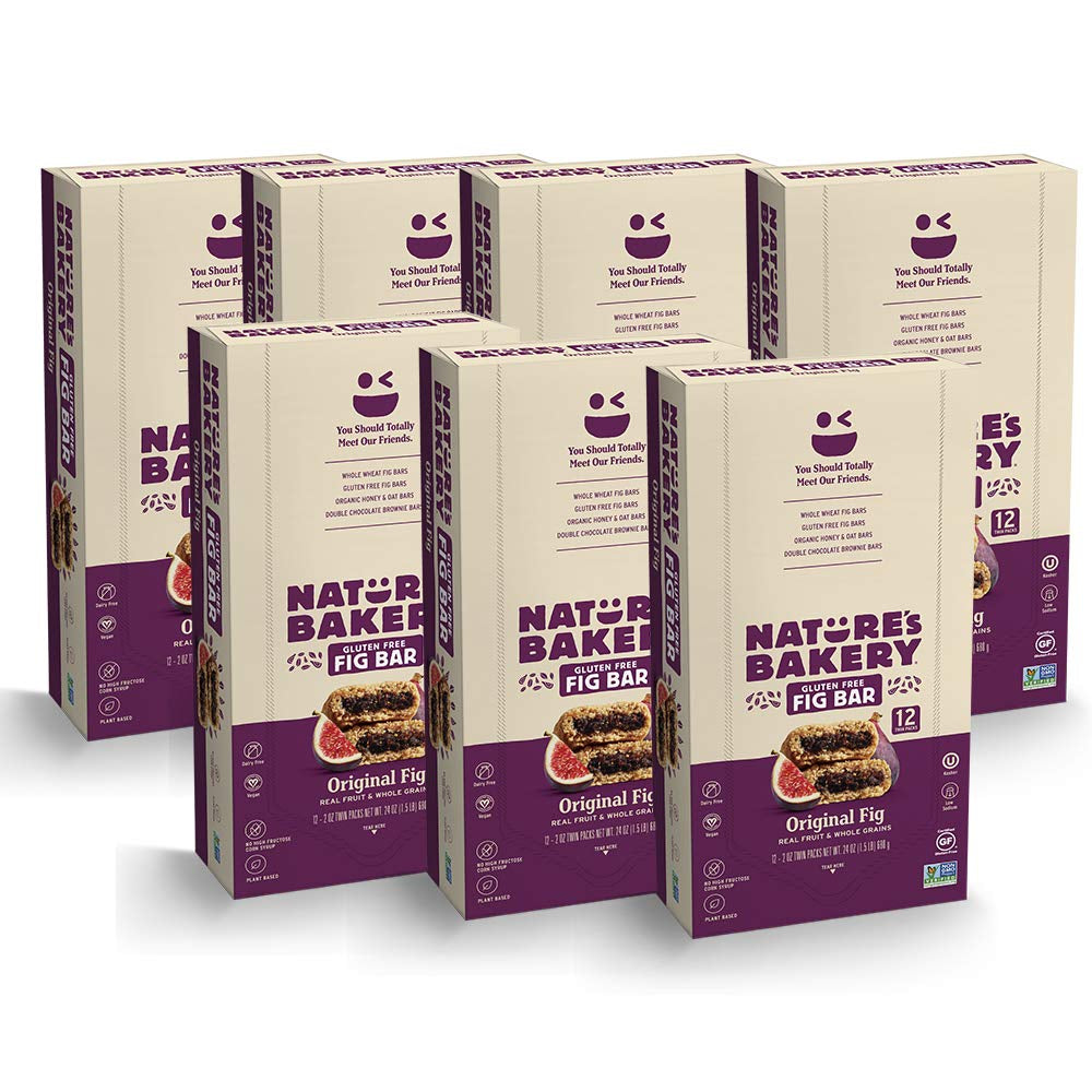 Nature’S Bakery Gluten Free Fig Bars, Raspberry, Real Fruit, Vegan, Non-Gmo, Snack Bar, 6 Boxes with 6 Twin Packs (36 Twin Packs) - Big Mart USA