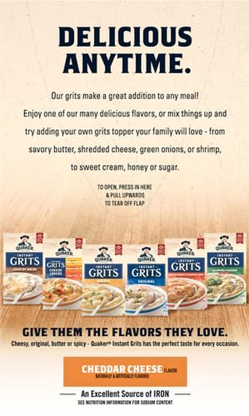 Quaker Instant Grits with Cheddar Cheese, 12 Count - Big Mart USA