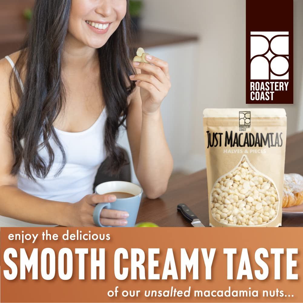 Roastery Coast - Daily Nuts | Just Raw Macadamia Nuts Unsalted | Bulk Nuts |Snack Nuts | Healthy Nuts | Gluten Free | Macadamia Nut Butter | Non GMO | Nut Snacks | Unsalted Nuts | Keto Snack Mix