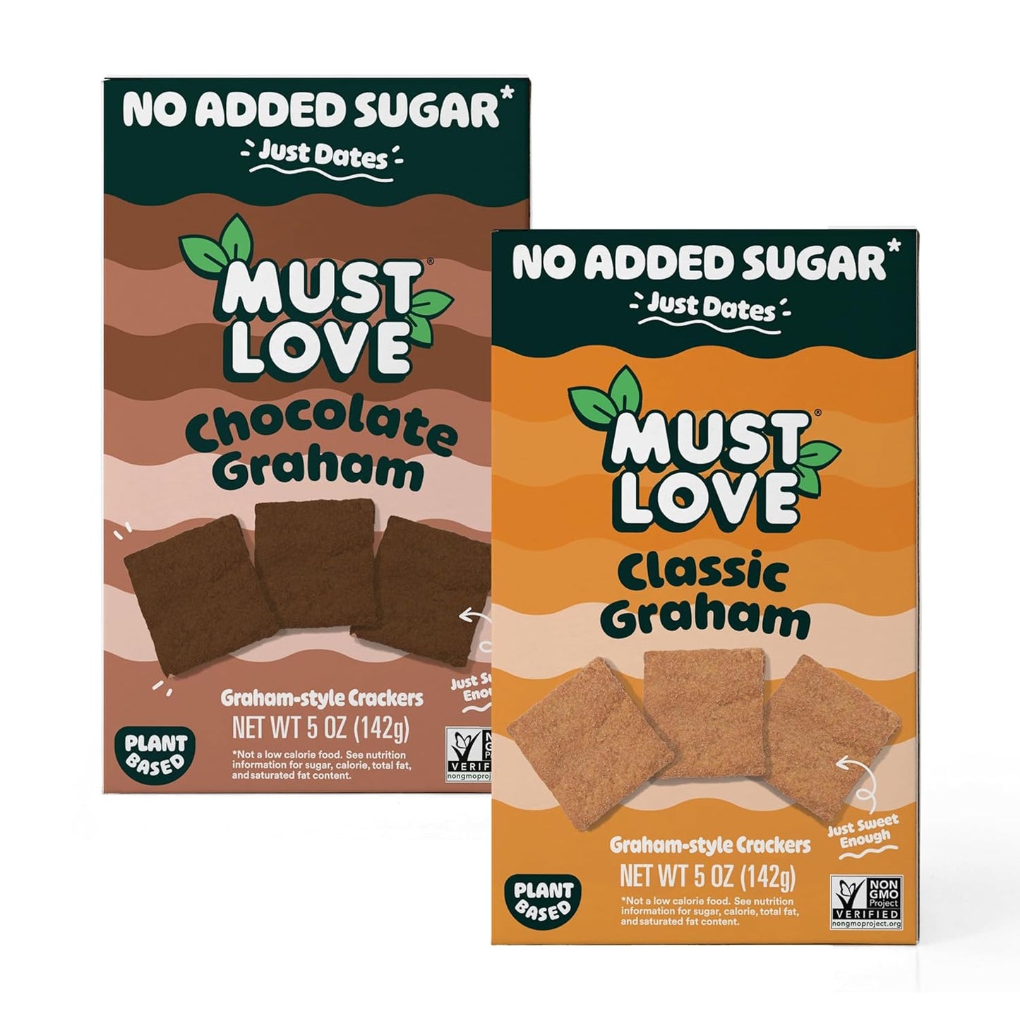 Must Love Classic Graham - No Added Sugar, Sweetened with Dates - Great for Pie Crust, Mini S'More, Cheese Boards - Simple Ingredients, Vegan, Plant-Based - Healthy Snacking for Family, 2 Pack X 5 Oz - Big Mart USA