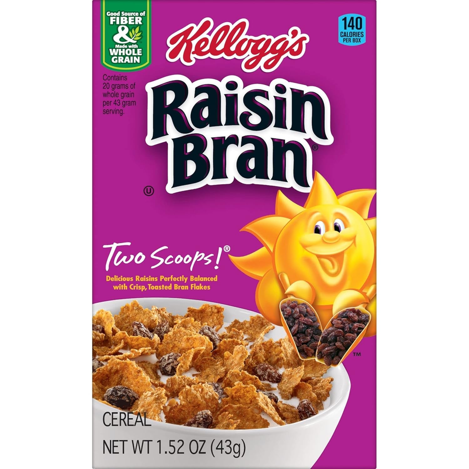 Kellogg's Original Raisin Bran Breakfast Cereal, 1.52 oz (70 Count) - Big Mart USA