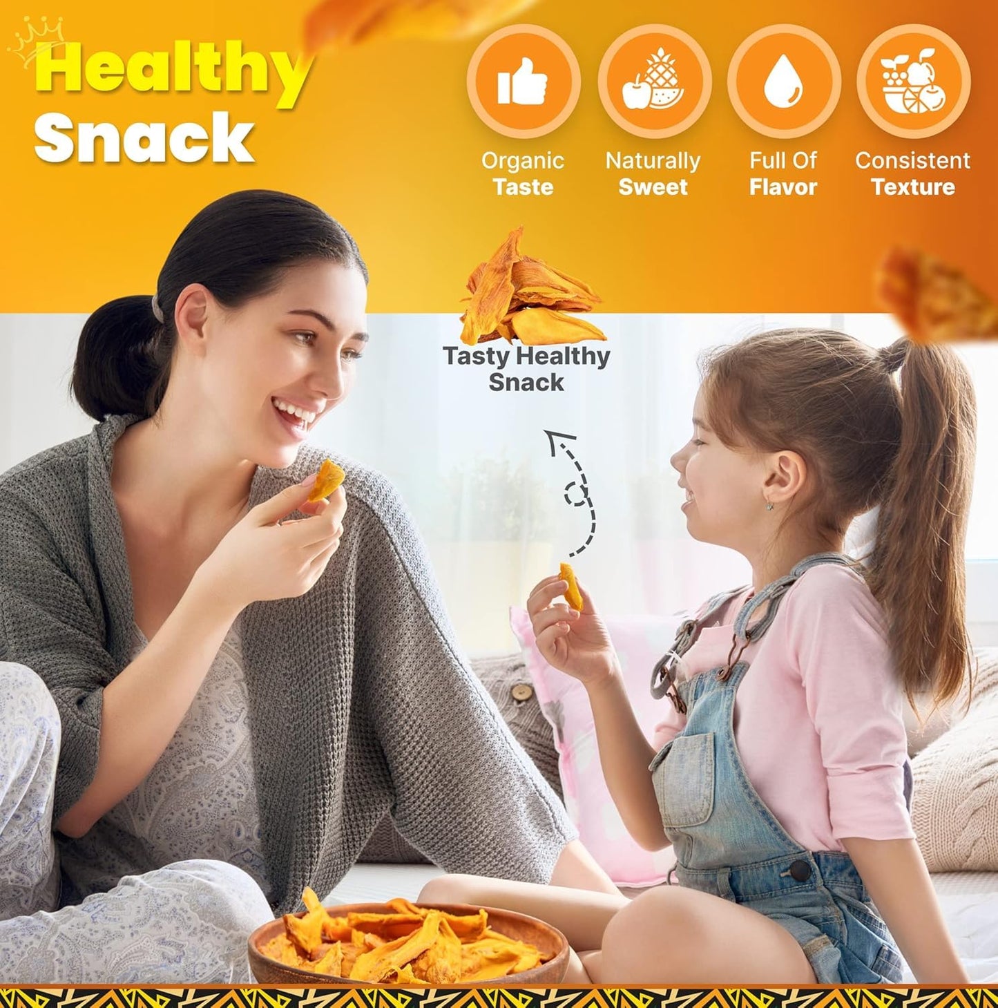 Organic Dried Mango Slices, No Sugar Added, 16Oz - All-Natural, Non-Gmo, Mouth-Watering Dried Mangoes - Preservative-Free, Nutritious & Delicious Snack for Kids and Adults by Tropicaux Reign - Big Mart USA