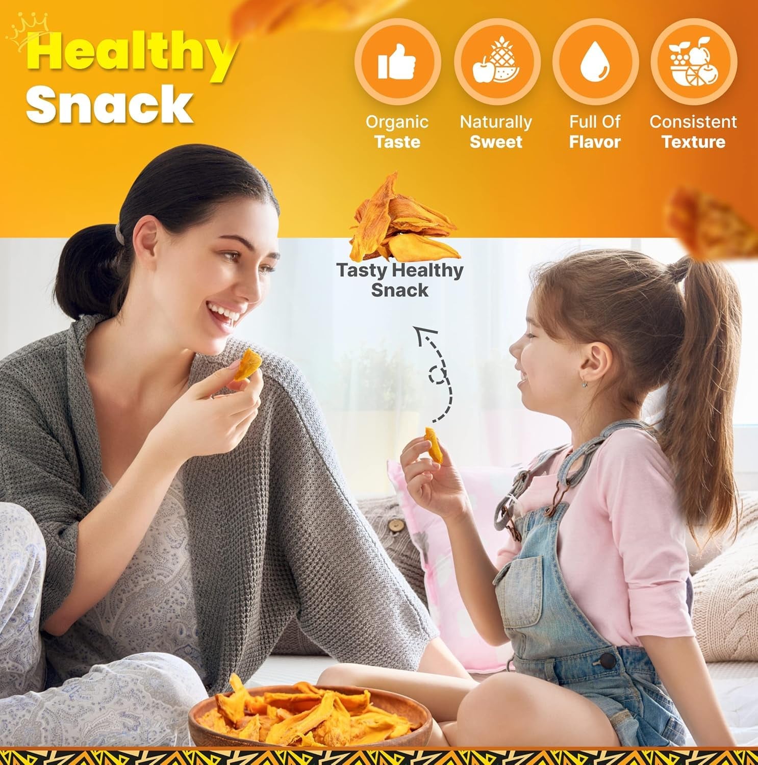 Organic Dried Mango Slices, No Sugar Added, 16Oz - All-Natural, Non-Gmo, Mouth-Watering Dried Mangoes - Preservative-Free, Nutritious & Delicious Snack for Kids and Adults by Tropicaux Reign - Big Mart USA