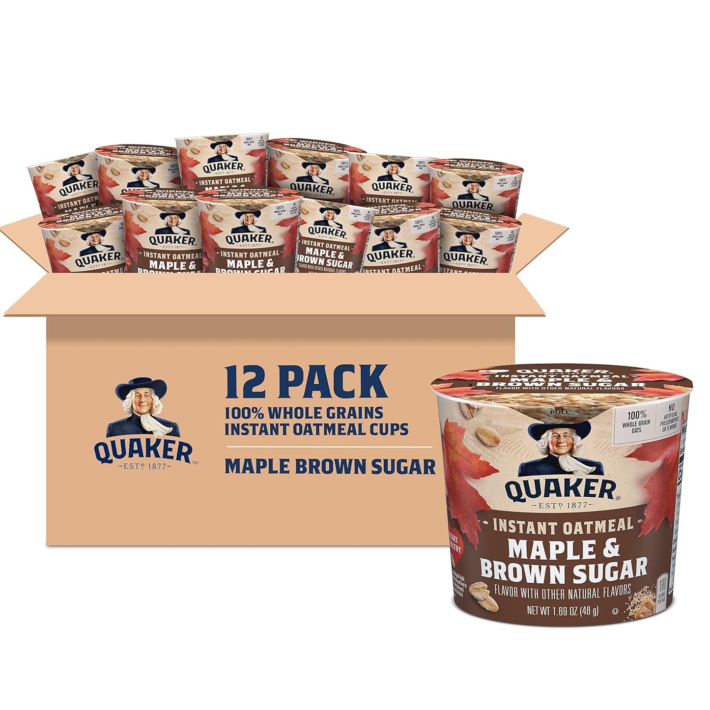 Quaker Instant Oatmeal Express Cups, Honey & Almonds, 1.76 Ounce (Pack of 12) - Big Mart USA
