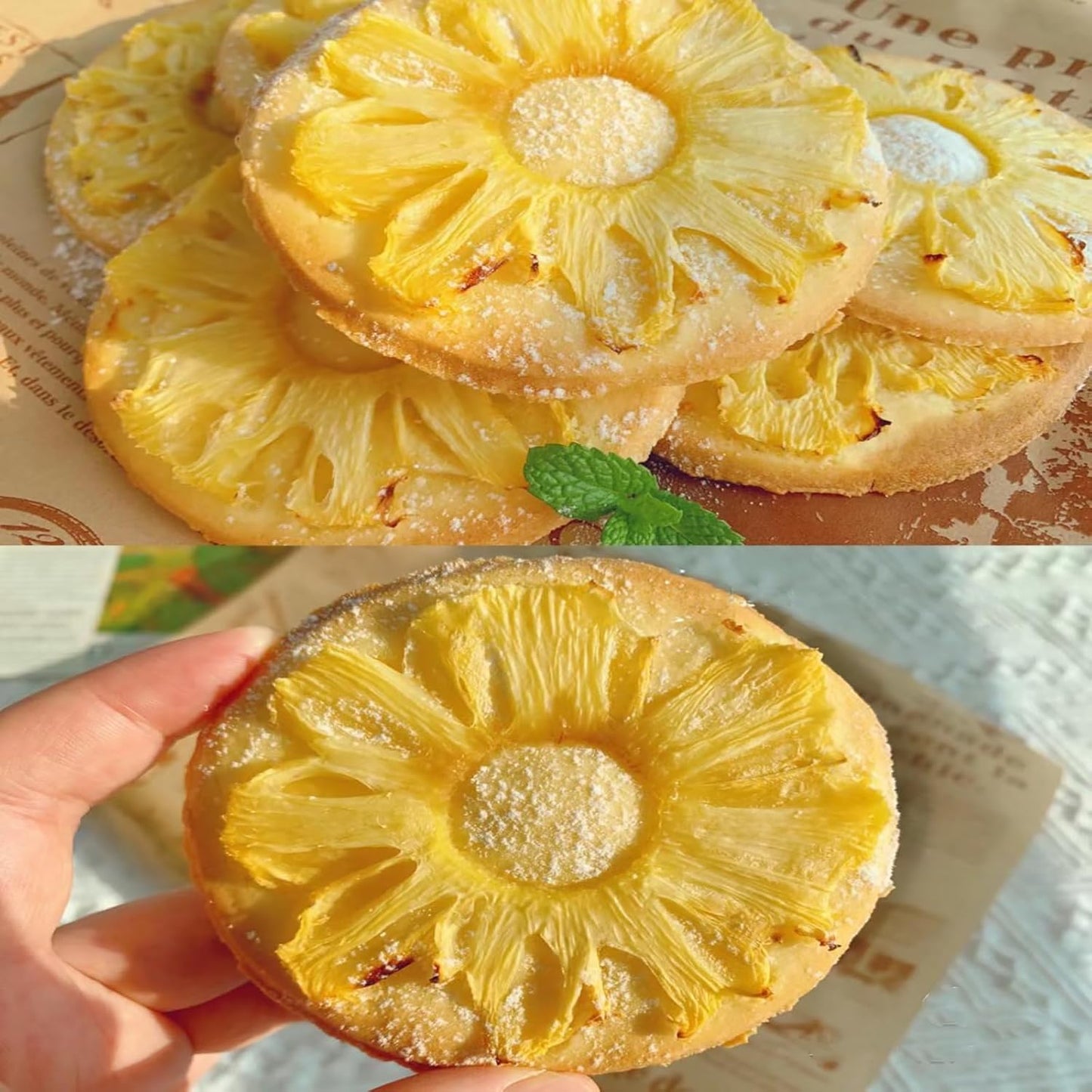 TXDYNLLK Dried Pineapple Slices - Dehydrated Pineapple for Cocktail Garnish, Drinks, Baking, and Fruit Tea - No Sugar, No Sulphur - Edible Pineapple Flowers Snacking 3.53Oz(100G) - Big Mart USA