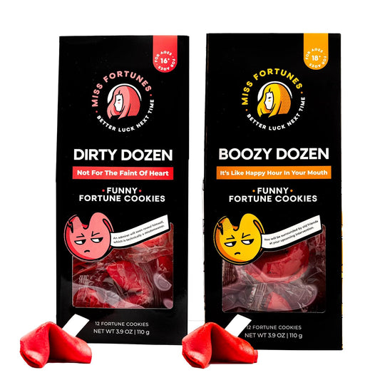 Miss Fortunes, Funny Fortune Cookies, the Two-Pack Shakur (Multi-Pack of 2 Dozen Cookies) (Dirty Dozen + Boozy Dozen), 24.0 Count - Big Mart USA