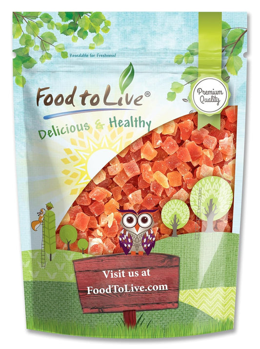 Food to Live Dried Diced Papaya, 8 Ounces Kosher, Vegan, Sweetened, Unsulfured, Bulk - Big Mart USA