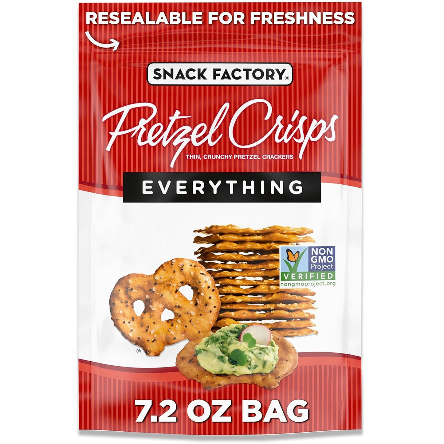 Snack Factory Buffalo Wing Pretzel Crisps, Non-Gmo, 7.2 OZ Resealable Bag