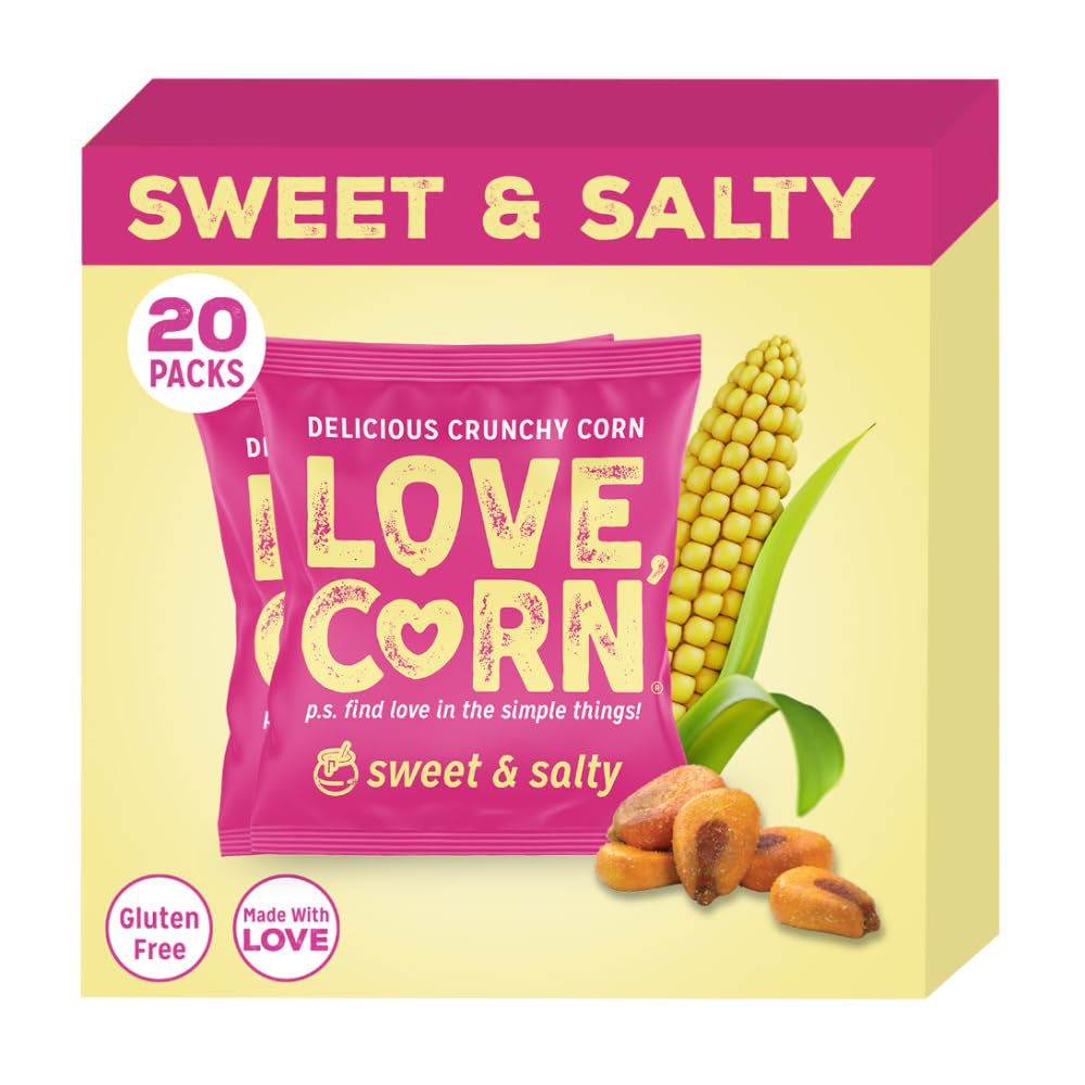 LOVE CORN Salt & Vinegar 0.7Oz X 20 Bags - Delicious Crunchy Corn - Healthy Family Snacks - Gluten Free, Kosher, NON-GMO - Alternative for Chips, Nuts, Crackers & Pretzels - Perfect for Charcuterie Boards - Big Mart USA