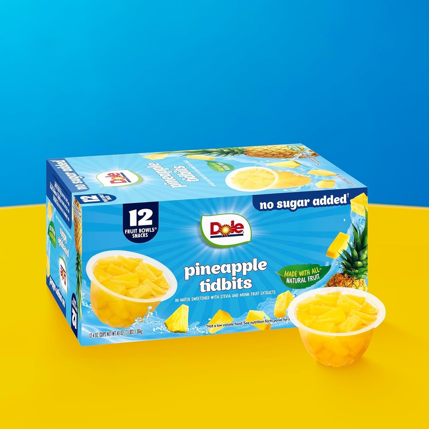 Dole Pineapple Tidbits with No Sugar Added - Dole Fruit Bowls Snacks - 4 Oz Fruit Bowls - 12 Pack - Big Mart USA