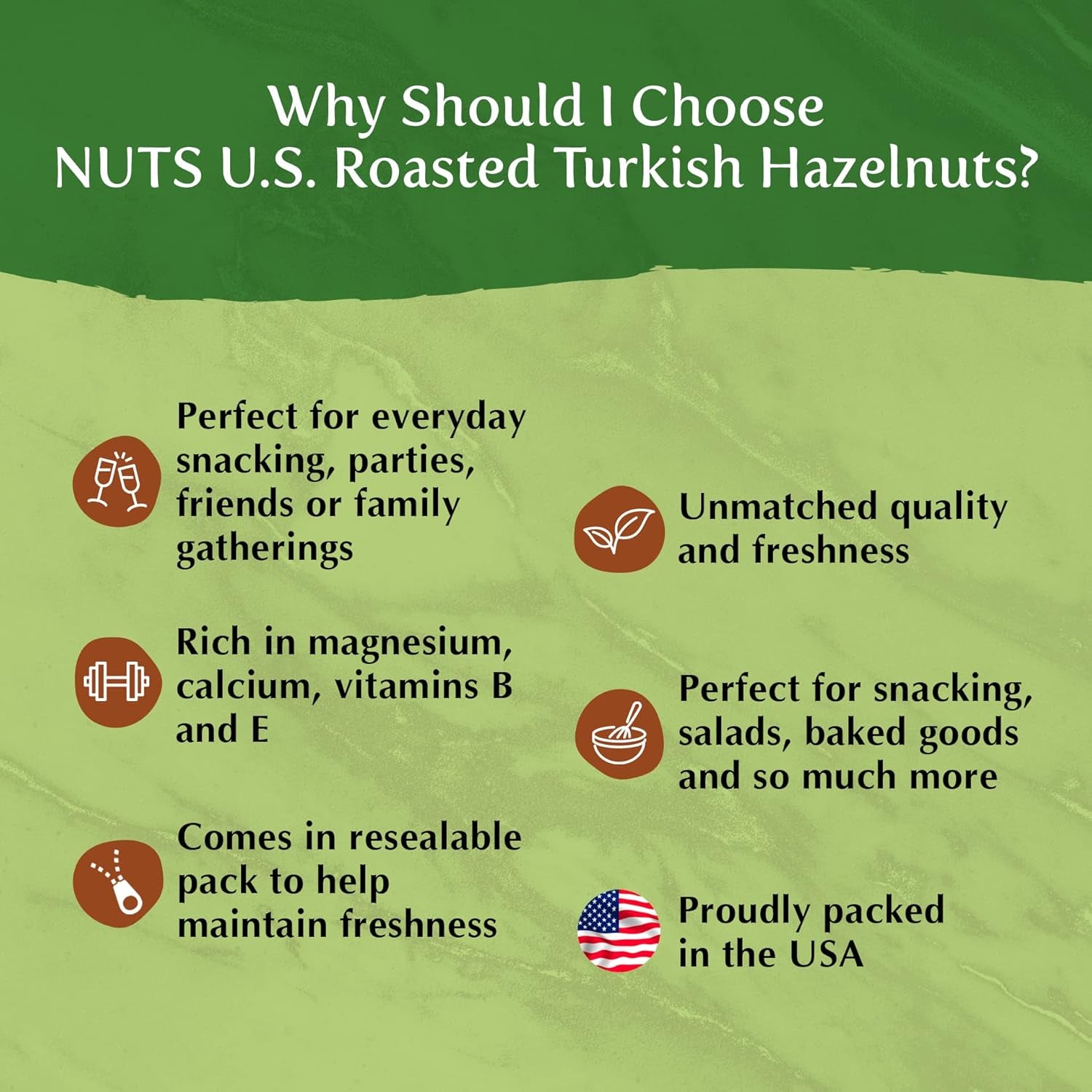 NUTS U.S. – Hazelnuts |Dry Roasted and Unsalted | Blanched and Whole Filberts | Non-Gmo and Gluten Free | No Additives Just Hazelnuts | Vegan and Keto Friendly | Bulk Hazelnuts in Resealable Bag (2 LBS) - Big Mart USA
