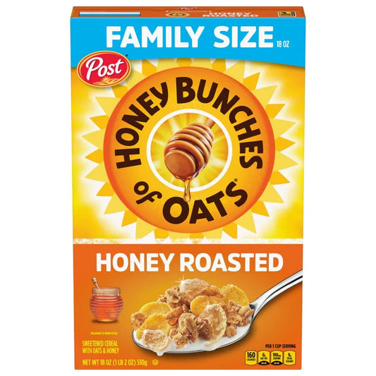 Honey Bunches of Oats Crunchy Honey Roasted Cereal - 18 Ounce Box of Deliciously Nutritious Breakfast - Big Mart USA