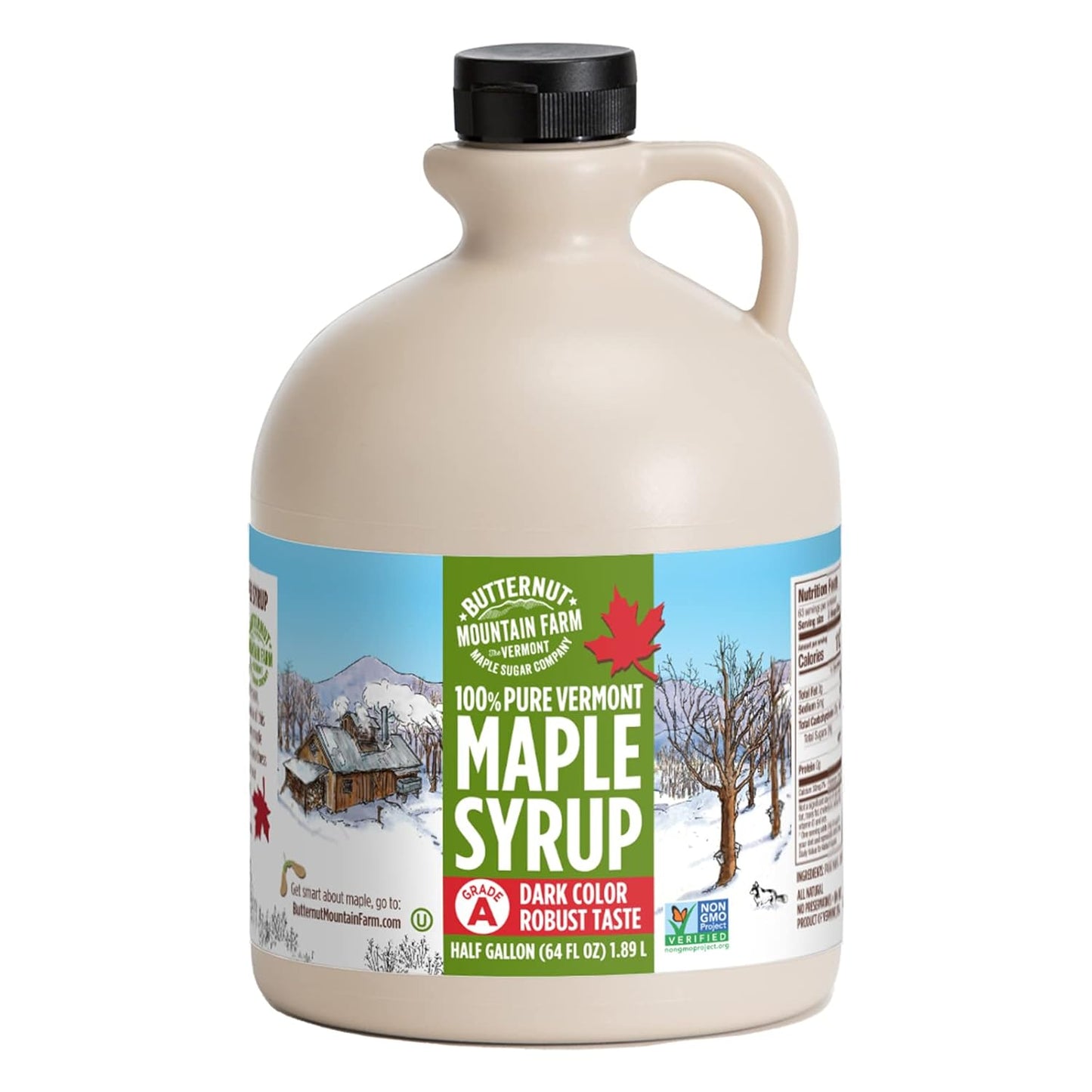 Butternut Mountain Farm Pure Vermont Maple Syrup, Grade A, Dark Color, Robust Taste, All Natural, Easy Pour, 32 Fl Oz, 1 Qt (Prev Grade B) - Big Mart USA