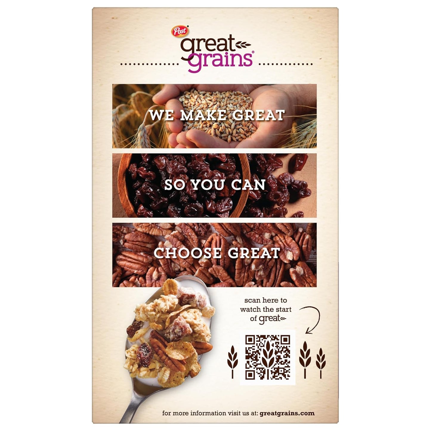 Great Grains Raisins Dates and Pecans Breakfast Cereal, Raisin Cereal with Sweet Dates and Granola Clusters, Non-Gmo Project Verified, 16 OZ Box