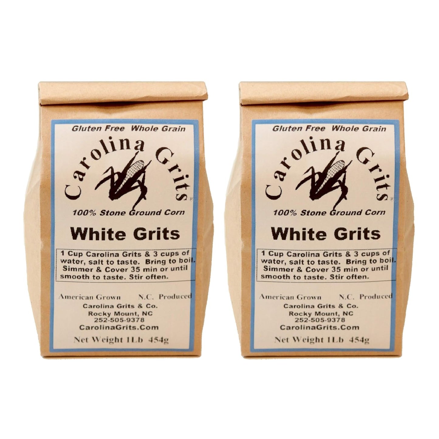 Carolina Grits Company Traditionally Stone Ground Carolina White Grits, Whole Grain, Gluten Free and Non-Gmo (White, 1 Pack (16 Ounces))