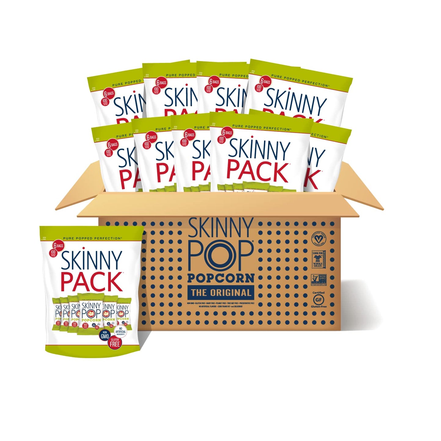 Skinnypop Popcorn, Original, Whole Grain, Dairy-Free Snack, 8Oz Family Size Bags (6Ct) - Big Mart USA