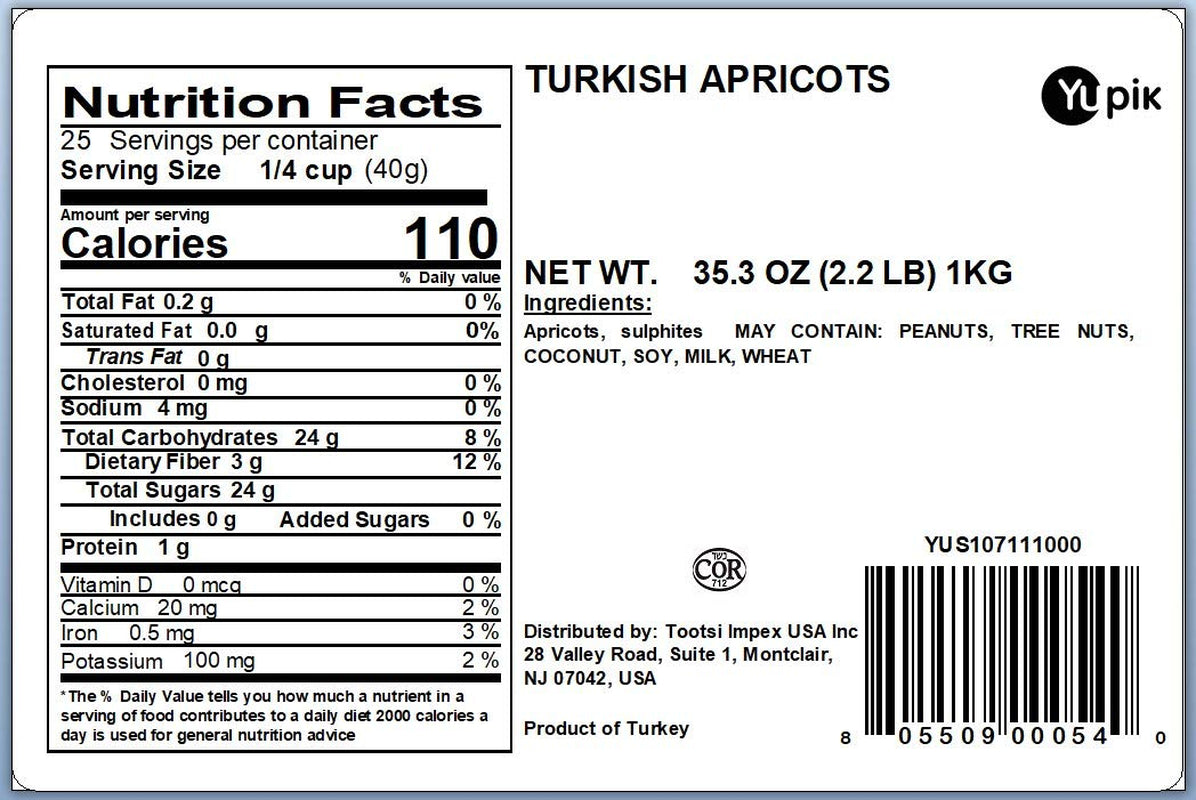 Yupik Dried Turkish Apricots, 2.2 Lb (35.2 Oz), Dried Fruits, Pitted Apricots, No Added Sugar, Naturally Sweet, Oil-Free, Source of Fiber, Healthy Snacks, Ideal for Baking & Topping - Big Mart USA