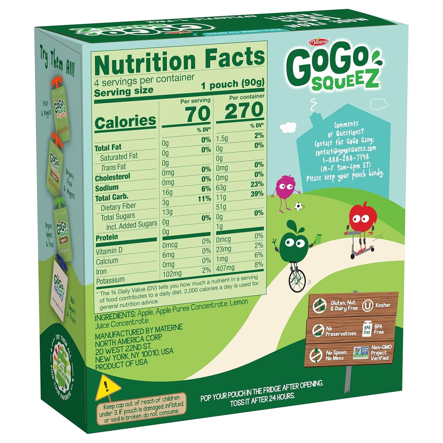 Gogo Squeez Applesauce and Fruit Puree, Apple Apple, 3.2 Oz (Pack of 48), Unsweetened Fruit Snacks for Kids, Gluten Free, Nut Free and Dairy Free, Recloseable Cap, BPA Free Pouches - Big Mart USA