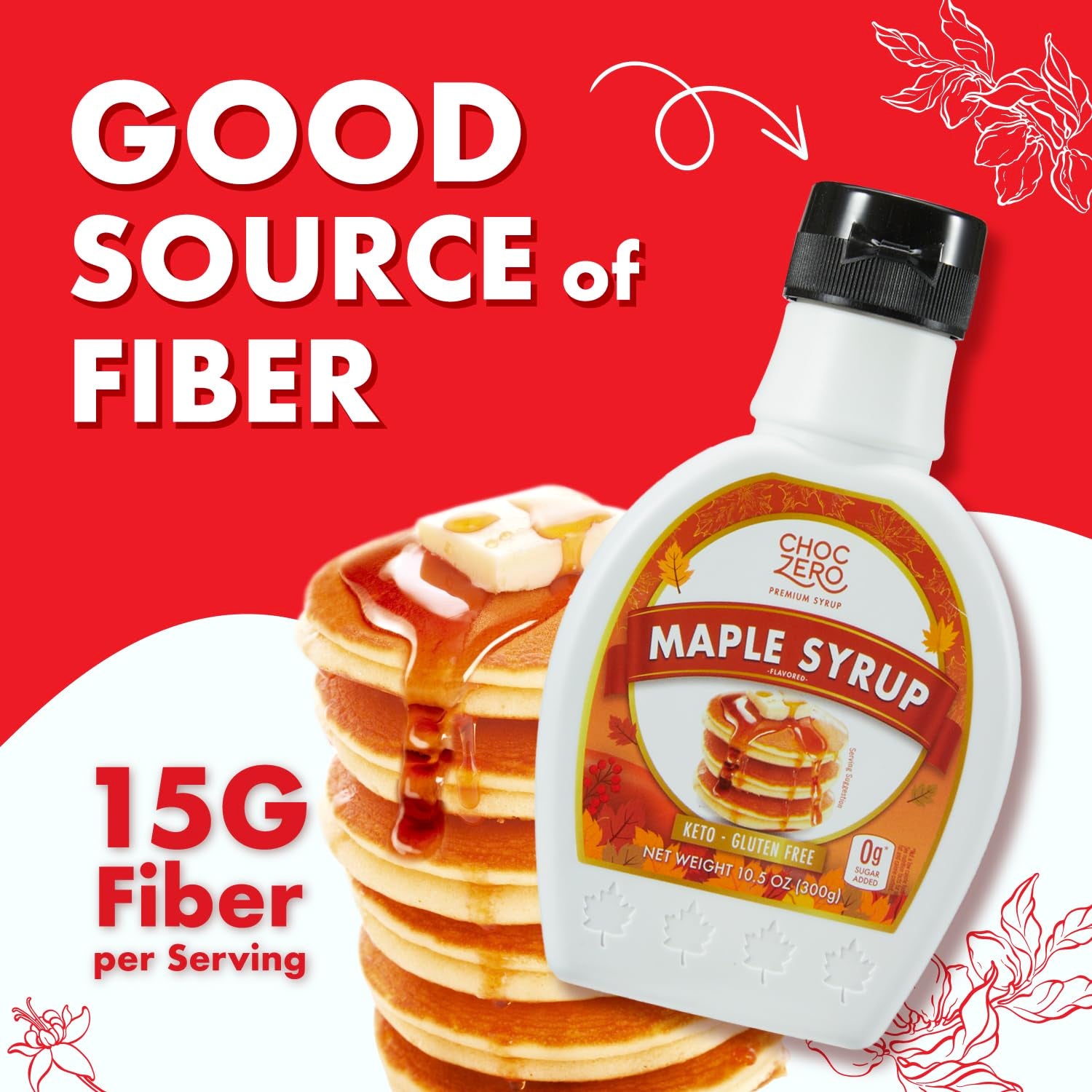 Choczero Maple Syrup, Sugar Free, Low Carb, Sugar Alcohol Free, Gluten Free, No Preservatives, Non-Gmo Dessert and Breakfast Topping Syrup, 10.5Oz (Pack of 1) - Big Mart USA