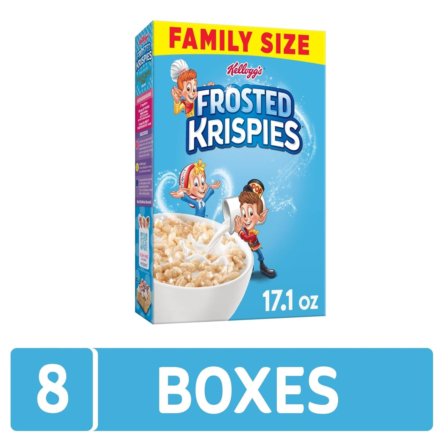 Kellogg's Frosted Krispies Breakfast Cereal, Family Size, Original (8 Boxes) - Ideal for Kids Snacks and Baking Marshmallow Treats - Big Mart USA