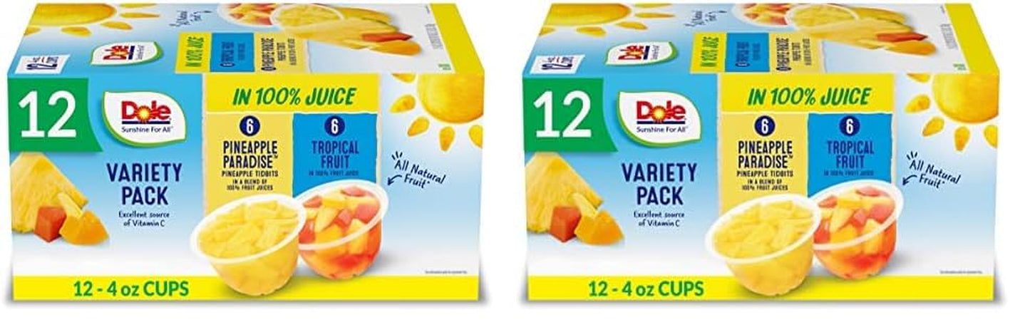 Dole Pineapple Tidbits with No Sugar Added - Dole Fruit Bowls Snacks - 4 Oz Fruit Bowls - 12 Pack - Big Mart USA