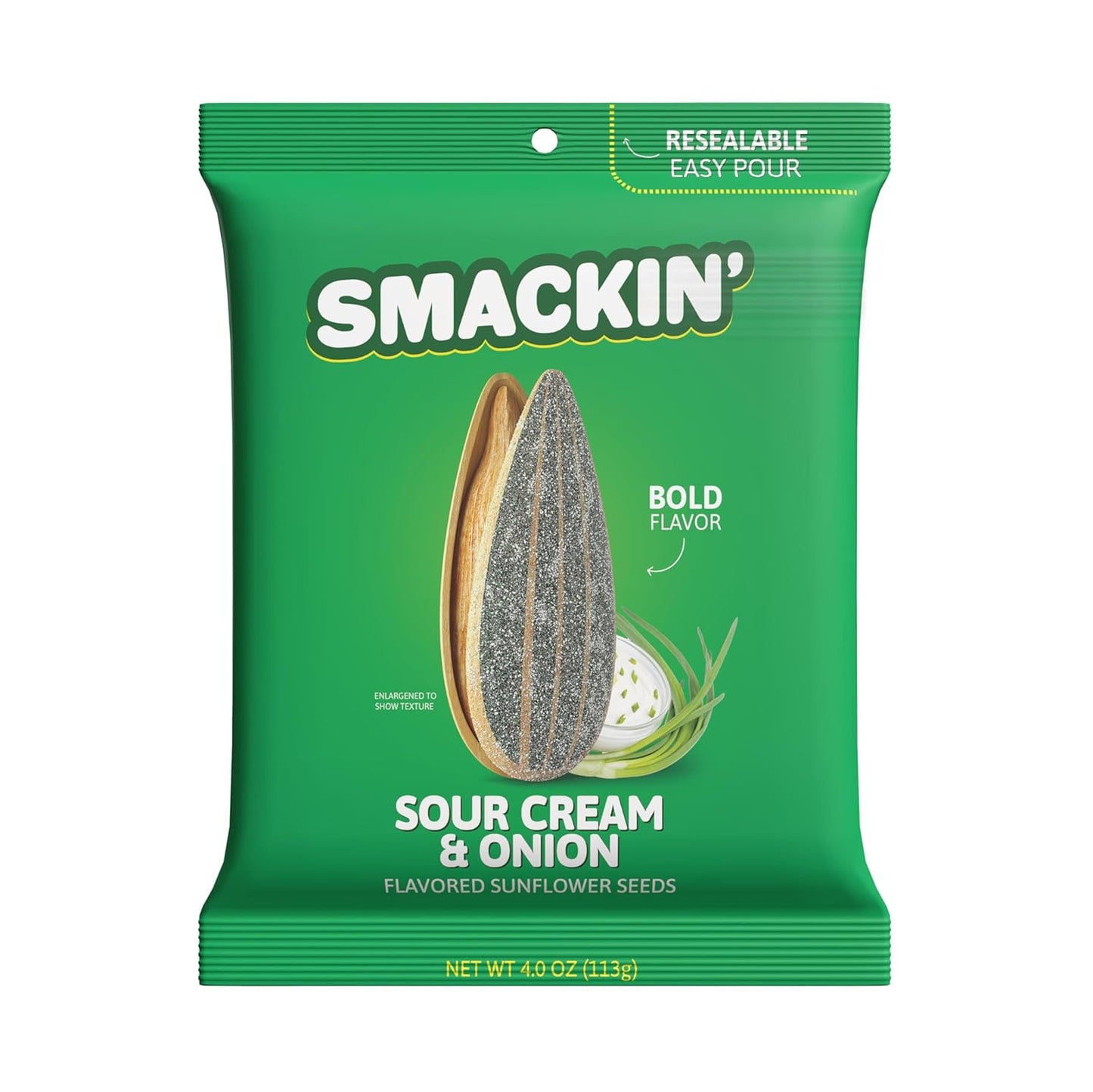 SMACKIN' - Jumbo Roasted Sunflower Seeds, No Salty Burn, American Made, Easy Pour & Seal - Variety Pack, 4Oz Bag (12 Bags)