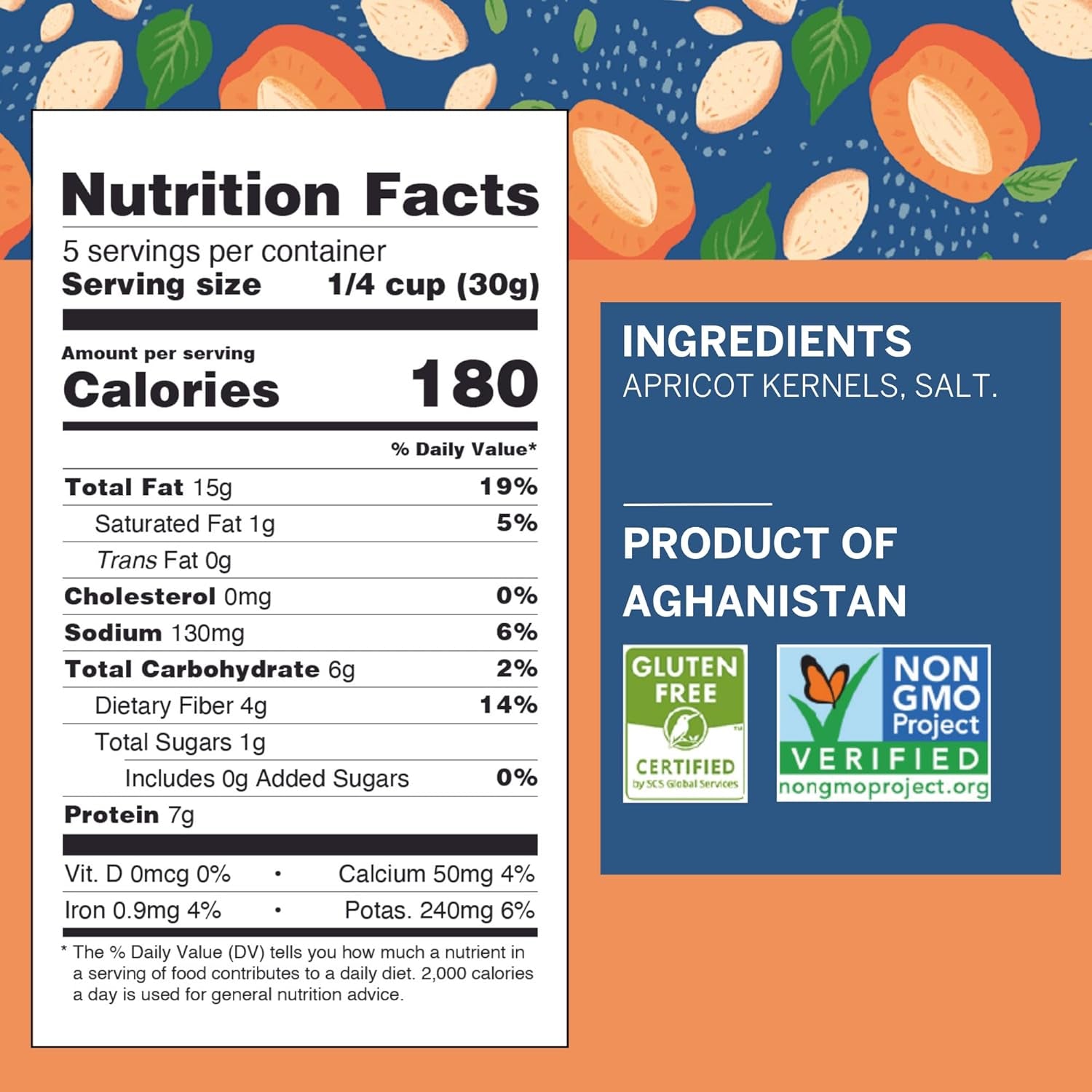 Ziba Foods Sweet Apricot Kernels | 5.3 Oz | Non-Gmo & Vegan Dried Apricot Seeds Whole 30 Friendly & Keto, Paleo, Dry Roasted Superseed | Wild Grown Apricot Kernel High in Protein and Omega 3S - Big Mart USA