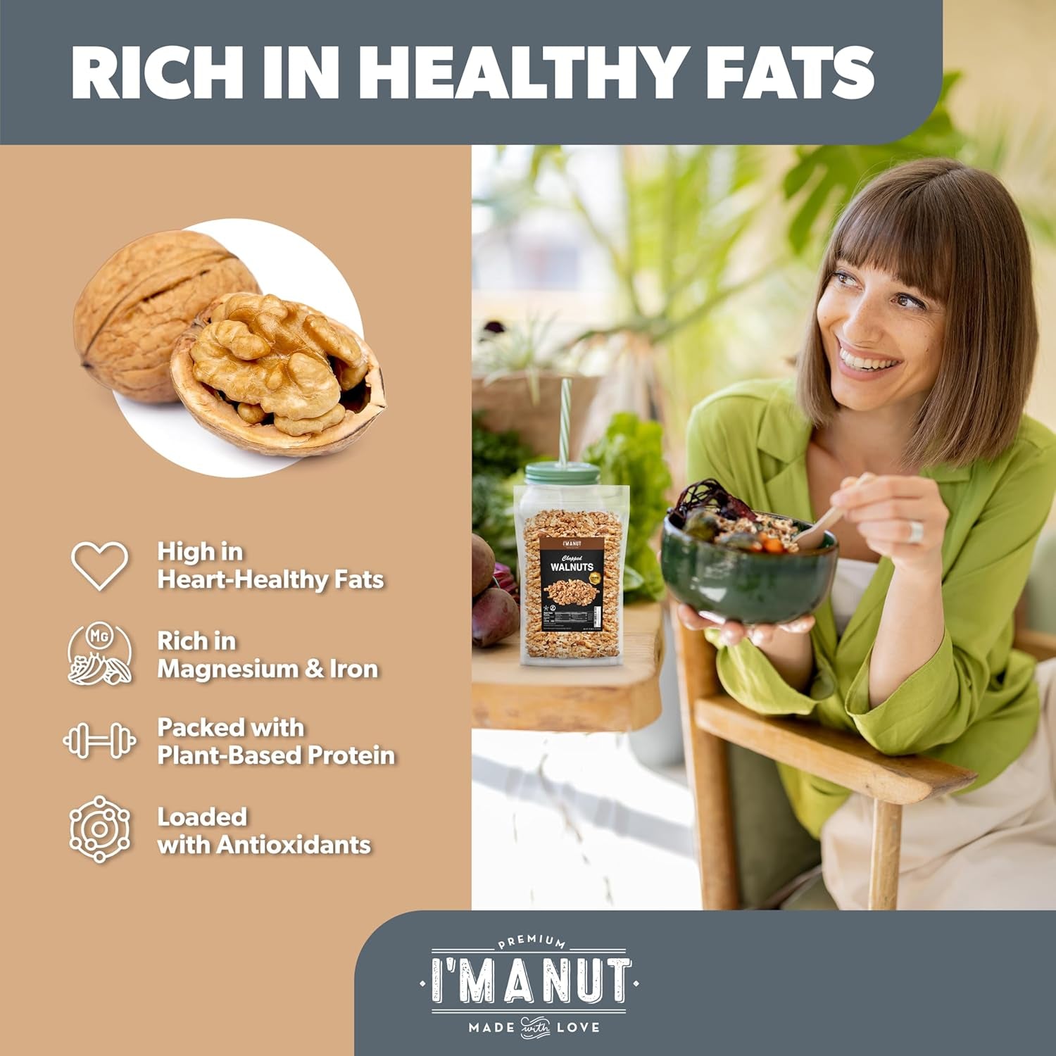 Premium Raw Walnut Halves & Pieces 48Oz (3 Lb) - 100% Natural, No-Ppo, Non-Gmo, Batch-Tested Gluten & Peanut Free, Kosher, Small Batch Quality - Big Mart USA