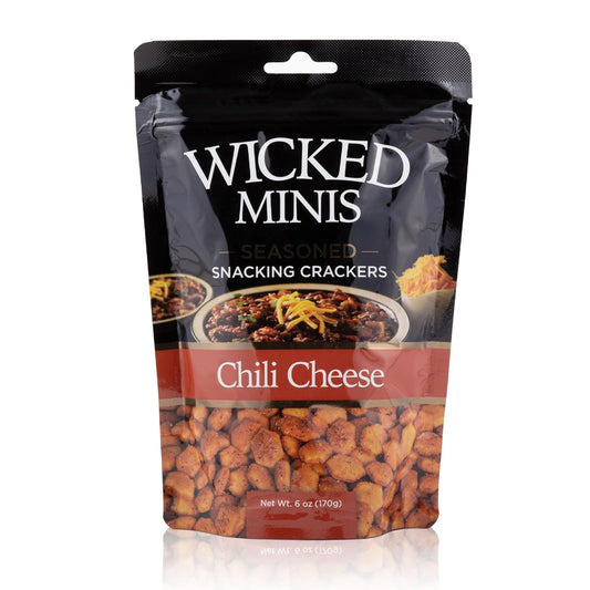 Wicked Minis Soup & Oyster Crackers - Saltine & Salted Flavored Mini Puffed Soup, Savory Snacking Mix, Seasoned Croutons Salad Toppers, Crackers for Chili 6Oz (Chili Cheese, 1 Pack) - Big Mart USA