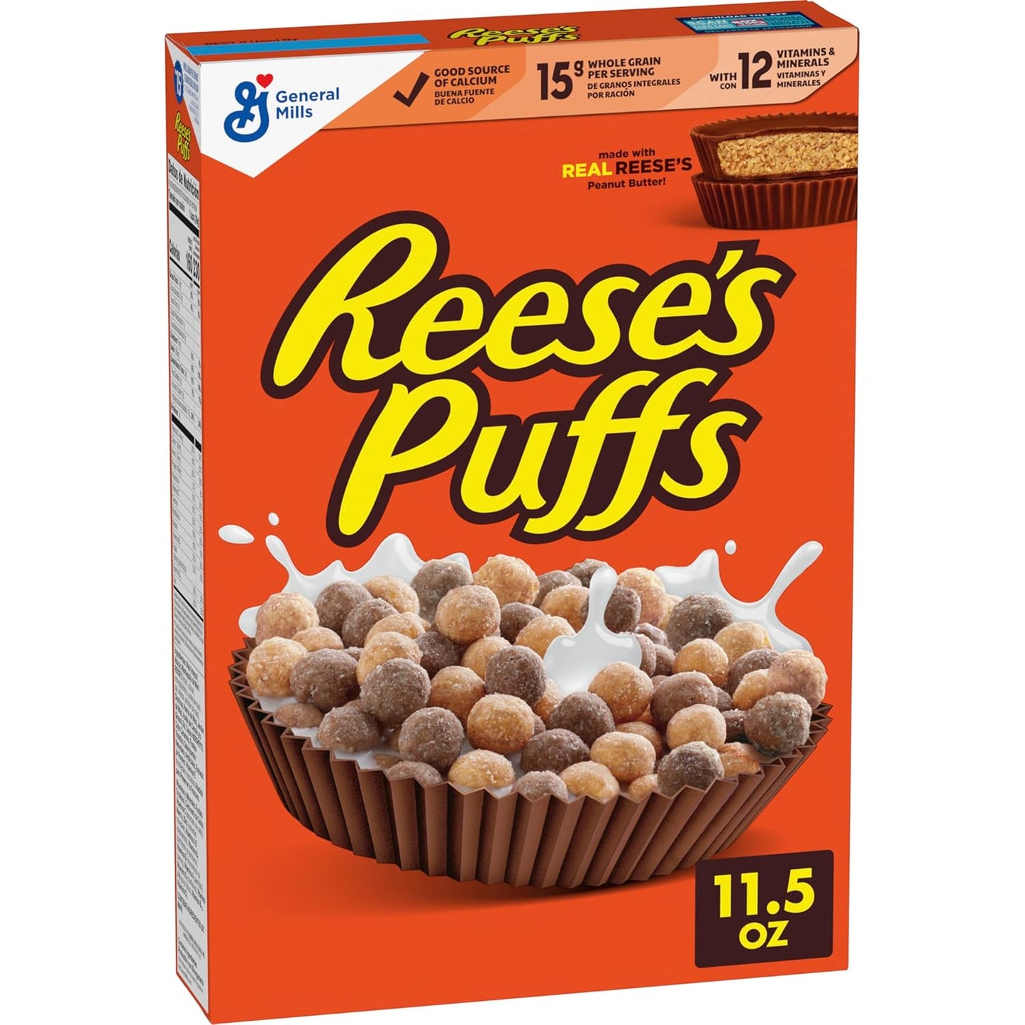 REESE'S PUFFS Breakfast Cereal, Chocolatey Peanut Butter Cereal, 11.5 Oz