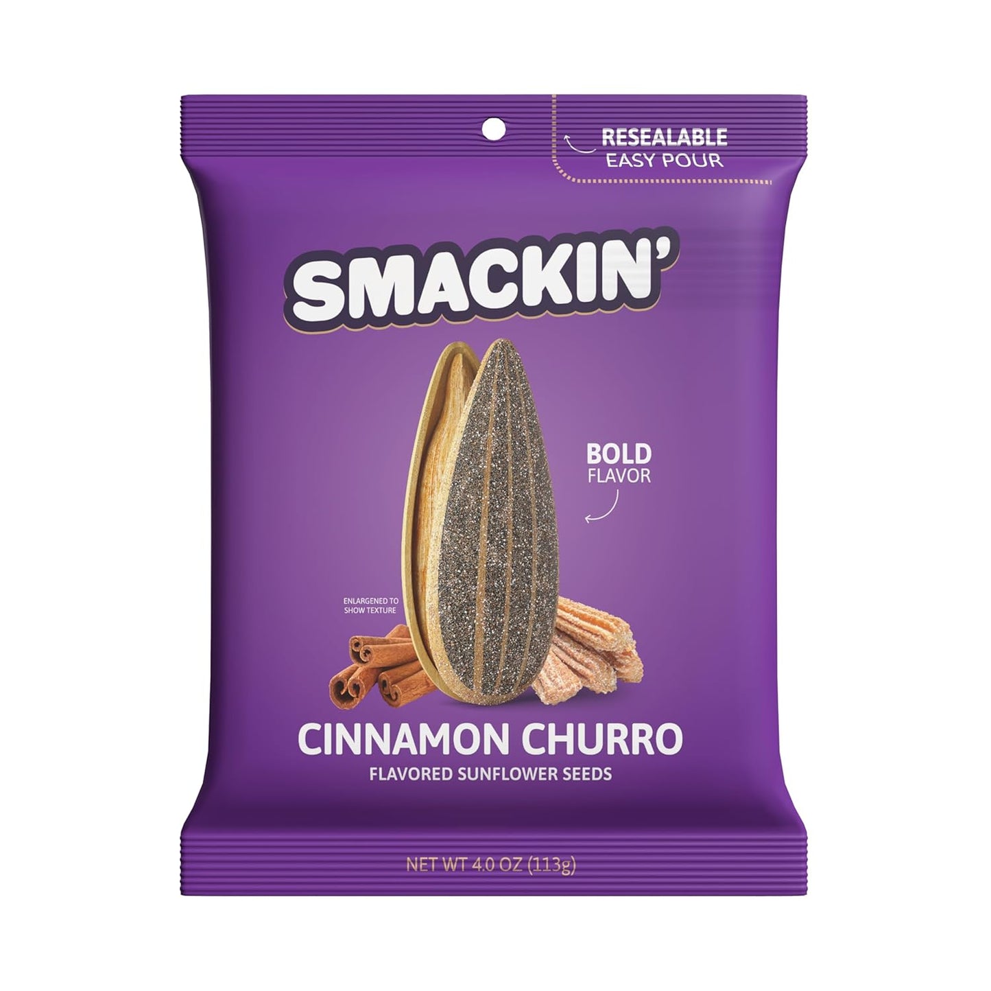 SMACKIN' - Jumbo Roasted Sunflower Seeds, No Salty Burn, American Made, Easy Pour & Seal - Variety Pack, 4Oz Bag (12 Bags)